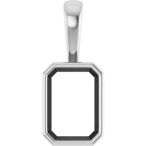 14K White Gold 10x7 mm Emerald Charm/Pendant Mounting – image 2
