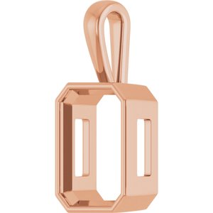 14K Rose Gold 18x13 mm Emerald Charm/Pendant Mounting – image 4