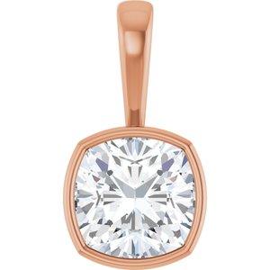 18K Rose Gold 11x11 mm Cushion Charm/Pendant Mounting