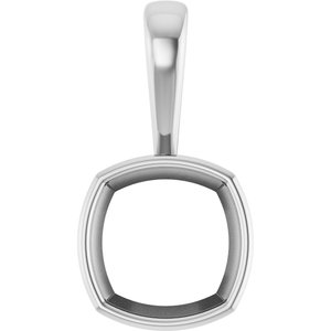 14K White Gold 11x11 mm Cushion Charm/Pendant Mounting – image 2