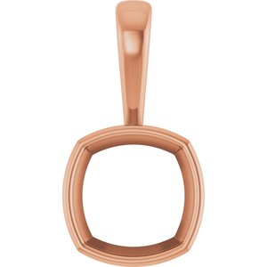 18K Rose Gold 11x11 mm Cushion Charm/Pendant Mounting – image 2