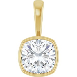 10K Yellow Gold 11x11 mm Cushion Charm/Pendant Mounting