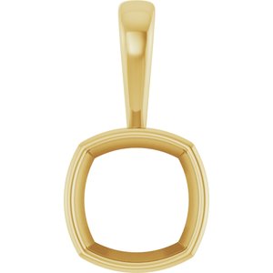 18K Yellow Gold 11x11 mm Cushion Charm/Pendant Mounting – image 2