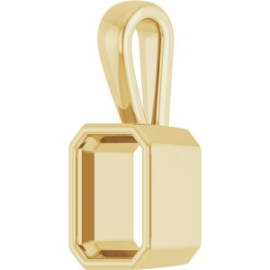 14K Yellow Gold 7.5x5.5 mm Emerald Charm/Pendant Mounting – image 4