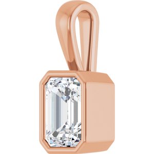 14K Rose Gold 7.5x5.5 mm Emerald Charm/Pendant Mounting – image 3