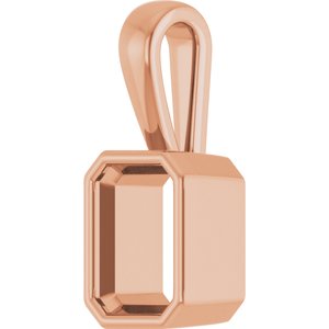 14K Rose Gold 7.5x5.5 mm Emerald Charm/Pendant Mounting – image 4