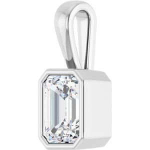 18K Palladium White Gold 7.5x5.5 mm Emerald Charm/Pendant Mounting – image 3