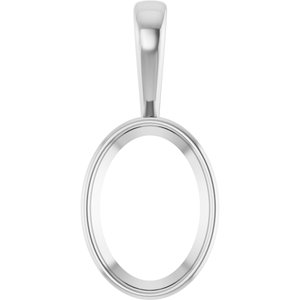 18K Palladium White Gold 18x13 mm Oval Charm/Pendant Mounting – image 2