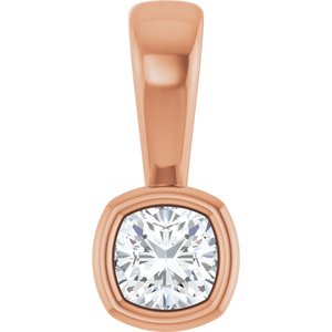 18K Rose Gold 3x3 mm Cushion Charm/Pendant Mounting