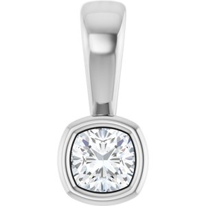 Continuum Sterling Silver 3x3 mm Cushion Charm/Pendant Mounting
