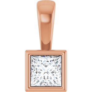 14K Rose Gold 3.75x3.75 mm Square Charm/Pendant Mounting
