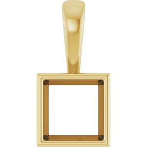 10K Yellow Gold 7x7 mm Square Charm/Pendant Mounting – image 2