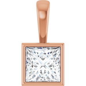 14K Rose Gold 7x7 mm Square Charm/Pendant Mounting