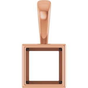 14K Rose Gold 7x7 mm Square Charm/Pendant Mounting – image 2