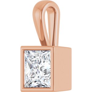 14K Rose Gold 7x7 mm Square Charm/Pendant Mounting – image 3