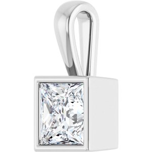 10K White Gold 7x7 mm Square Charm/Pendant Mounting – image 3