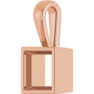 10K Rose Gold 7x7 mm Square Charm/Pendant Mounting – image 4