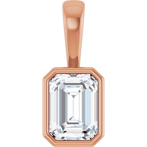14K Rose Gold 7.5x5.5 mm Emerald Charm/Pendant Mounting
