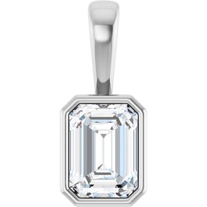 14K White Gold 7.5x5.5 mm Emerald Charm/Pendant Mounting
