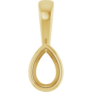 18K Yellow Gold 6x4 mm Pear Charm/Pendant Mounting – image 2