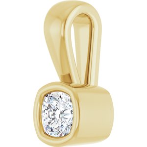 14K Yellow Gold 3x3 mm Cushion Charm/Pendant Mounting – image 3