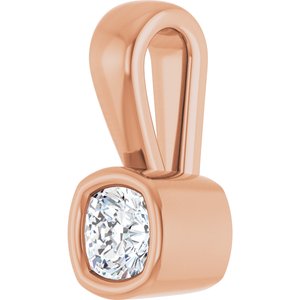 14K Rose Gold 3x3 mm Cushion Charm/Pendant Mounting – image 3