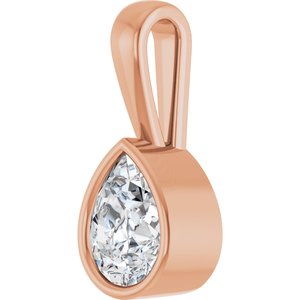 18K Rose Gold 8x6 mm Pear Charm/Pendant Mounting – image 3