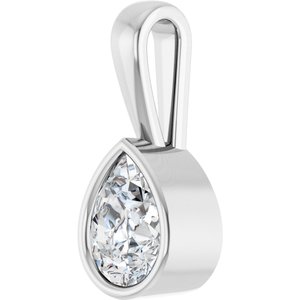 18K Palladium White Gold 8x6 mm Pear Charm/Pendant Mounting – image 3