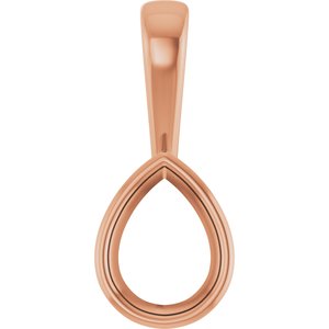 18K Rose Gold 8x6 mm Pear Charm/Pendant Mounting – image 2