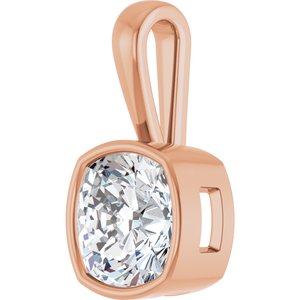 10K Rose Gold 11x11 mm Cushion Charm/Pendant Mounting – image 3