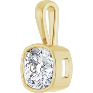 18K Yellow Gold 11x11 mm Cushion Charm/Pendant Mounting – image 3