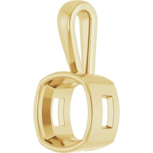 10K Yellow Gold 11x11 mm Cushion Charm/Pendant Mounting – image 4