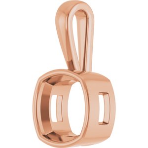 14K Rose Gold 11x11 mm Cushion Charm/Pendant Mounting – image 4