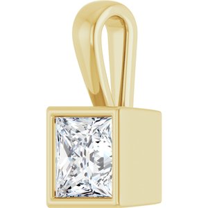 18K Yellow Gold 6x6 mm Square Charm/Pendant Mounting – image 3