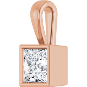 18K Rose Gold 6x6 mm Square Charm/Pendant Mounting – image 3