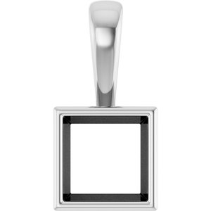 18K X1 White Gold 6.5x6.5 mm Square Charm/Pendant Mounting – image 2