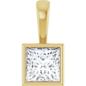 14K Yellow Gold 6.5x6.5 mm Square Charm/Pendant Mounting