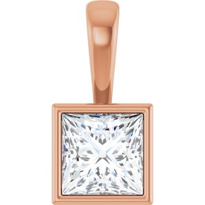 18K Rose Gold 6.5x6.5 mm Square Charm/Pendant Mounting
