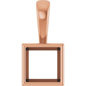 10K Rose Gold 6.5x6.5 mm Square Charm/Pendant Mounting – image 2