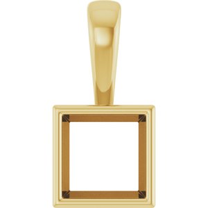 10K Yellow Gold 6.5x6.5 mm Square Charm/Pendant Mounting – image 2