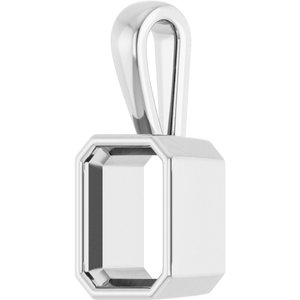 10K X1 White Gold 9x7 mm Emerald Charm/Pendant Mounting – image 4