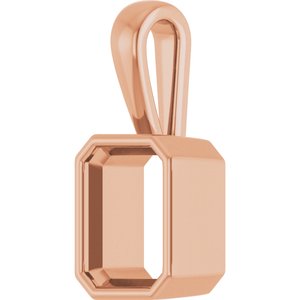 18K Rose Gold 9x7 mm Emerald Charm/Pendant Mounting – image 4