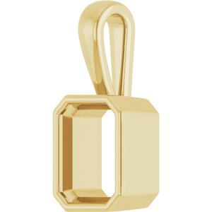 10K Yellow Gold 9x7 mm Emerald Charm/Pendant Mounting – image 4