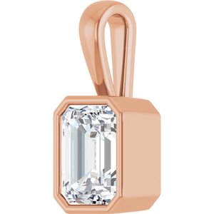 10K Rose Gold 9x7 mm Emerald Charm/Pendant Mounting – image 3