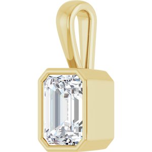 18K Yellow Gold 9x7 mm Emerald Charm/Pendant Mounting – image 3