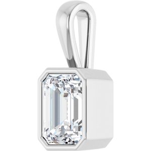 10K White Gold 9x7 mm Emerald Charm/Pendant Mounting – image 3