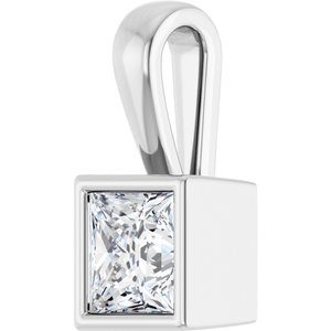 14K White Gold 5x5 mm Square Charm/Pendant Mounting – image 3