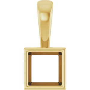 14K Yellow Gold 5x5 mm Square Charm/Pendant Mounting – image 2