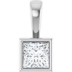 14K X1 White Gold 5x5 mm Square Charm/Pendant Mounting