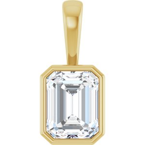 18K Yellow Gold 9x7 mm Emerald Charm/Pendant Mounting